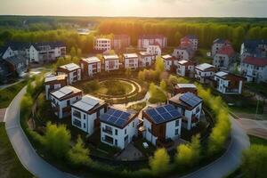 el ciudad carreras en solar energía. ecología y eco verde energía concepto. neural red ai generado foto