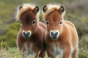 linda pequeño gracioso poni. neural red ai generado foto