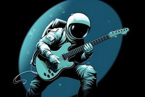 astronauta espacio rock guitarra. neural red ai generado foto