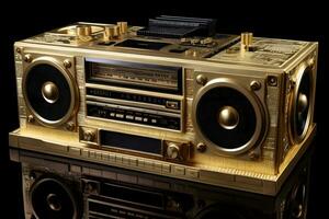 Retro radio cassette recorder ghetto blaster. Neural network AI generated photo