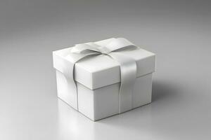 Gift box with ribbon and bow. Birthday celebration concept. Neural network AI generated photo