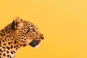 Leopard on a yellow background. Neural network AI generated photo