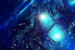 Central Computer Processors CPU concept. Motherboard digital chip. Technology science background. Neural network AI generated photo