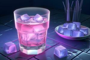 Bar and cocktails in neon colours. Neural network AI generated photo