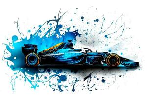 formula one race red car on watercolor rainbow splash, isolated on white. Neural network generated art photo