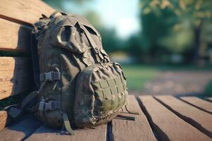 Military bag close up view. Neural network AI generated photo