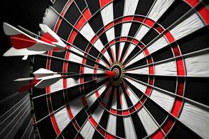 The darts isolated on black background. Neural network AI generated photo