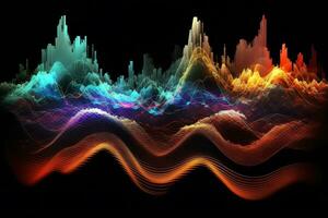 equalizer sound-wave rainbow background. Neural network AI generated photo