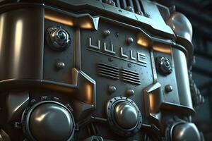 Hi-tech digital technology industry and engineering. Steel panels of the future. Neural network AI generated photo