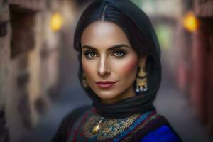 iranian woman portrait. Neural network AI generated photo