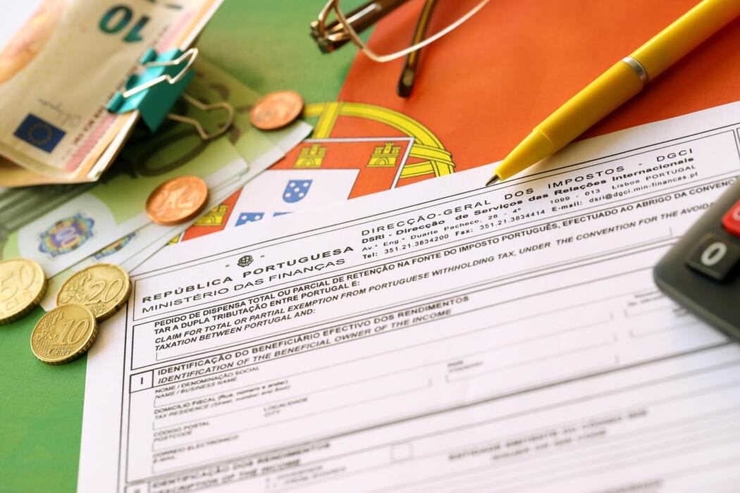 KYIV, UKRAINE - MAY 4, 2022 Portugal tax form Mod 21 RFI Double 