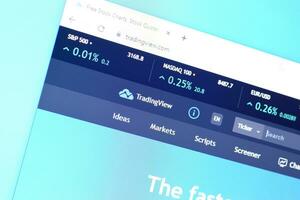 Homepage of tradingview website on the display of PC, url - tradingview.com. photo