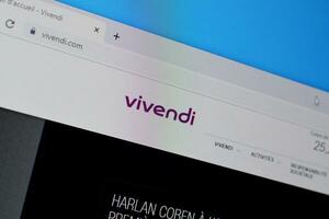 Homepage of vivendi website on the display of PC, url - vivendi.com. photo