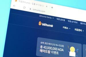 Homepage of bithumb website on the display of PC, url - bithumb.com. photo