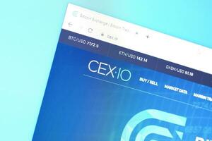 Homepage of cexio website on the display of PC, url - cex.io. photo