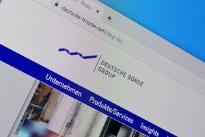 Homepage of deutsche-boerse website on the display of PC, url - deutsche-boerse.com. photo