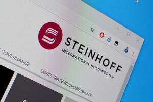 Homepage of steinhoff international website on the display of PC, url - steinhoffinternational.com. photo