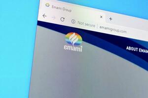 Homepage of emami group website on the display of PC, url - emamigroup.com. photo