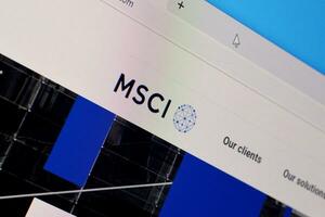 Homepage of msci website on the display of PC, url - msci.com. photo