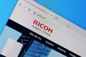 Homepage of ricoh website on the display of PC, url - ricoh.com. photo