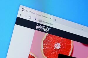 Homepage of bigstockphoto website on the display of PC, url - bigstockphoto.com. photo