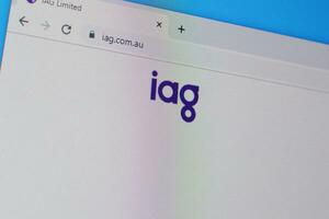 Homepage of iag insurance australia group website on the display of PC, url - iag.com.au. photo