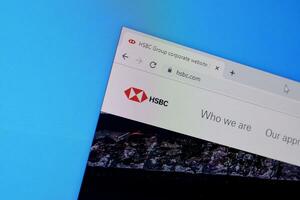 Homepage of hsbc website on the display of PC, url - www.hsbc.com. photo