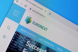 Homepage of euronext website on the display of PC, url - euronext.com. photo