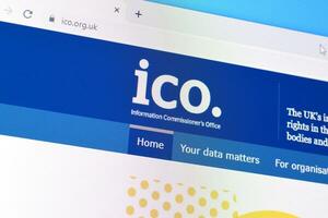 Homepage of ico org website on the display of PC, url - ico.org.uk. photo