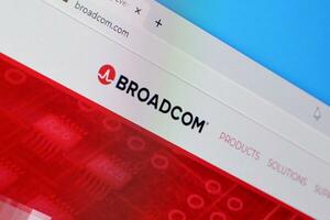 Homepage of broadcom website on the display of PC, url - broadcom.com. photo