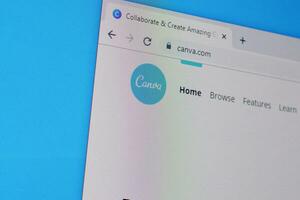 Homepage of canva website on the display of PC, url - canva.com. photo