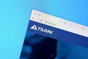 Homepage of tilray website on the display of PC, url - tilray.com. photo