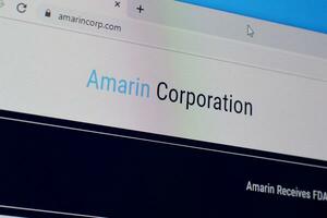 Homepage of amarin corporation website on the display of PC, url - amarincorp.com. photo