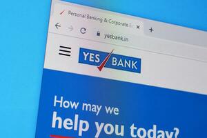 Homepage of yesbank website on the display of PC, url - yesbank.in. photo