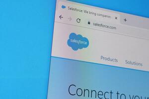 Homepage of salesforce website on the display of PC, url - salesforce.com. photo