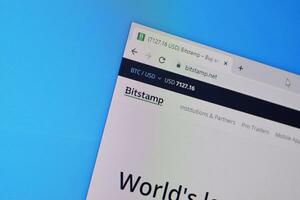 Homepage of bitstamp website on the display of PC, url - bitstamp.net. photo