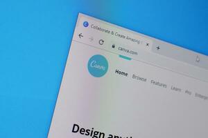 Homepage of canva website on the display of PC, url - canva.com. photo