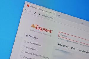 Homepage of aliexpress website on the display of PC, url - aliexpress.com. photo