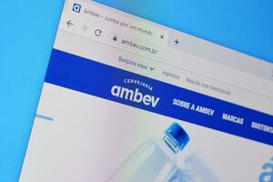 Homepage of ambev website on the display of PC, url - ambev.com.br. photo