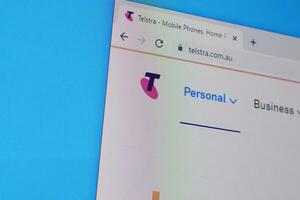 Homepage of telstra website on the display of PC, url - telstra.com.au. photo