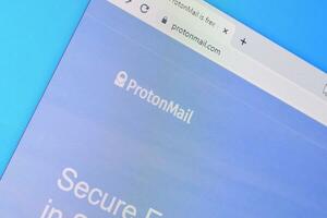 Homepage of proton mail website on the display of PC, url - protonmail.com. photo