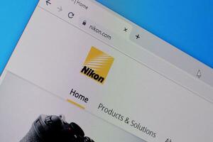 Homepage of nikon website on the display of PC, url - nikon.com. photo