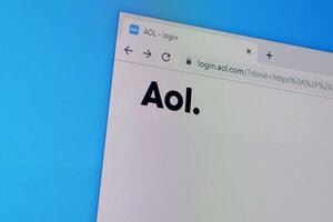 Homepage of aol website on the display of PC, url - aol.com. photo