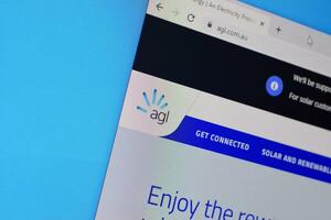 Homepage of agl website on the display of PC, url - agl.com.au. photo