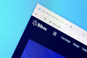Homepage of bibox website on the display of PC, url - bibox.com. photo