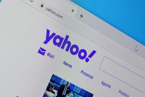 Homepage of yahoo website on the display of PC, url - yahoo.com. photo