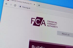 Homepage of fca org website on the display of PC, url - fca.org.uk. photo