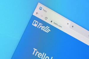 Homepage of trello website on the display of PC, url - trello.com. photo