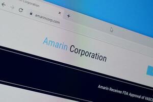 Homepage of amarin corporation website on the display of PC, url - amarincorp.com. photo