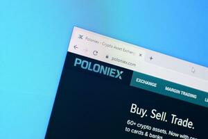 Homepage of poloniex website on the display of PC, url - poloniex.com. photo